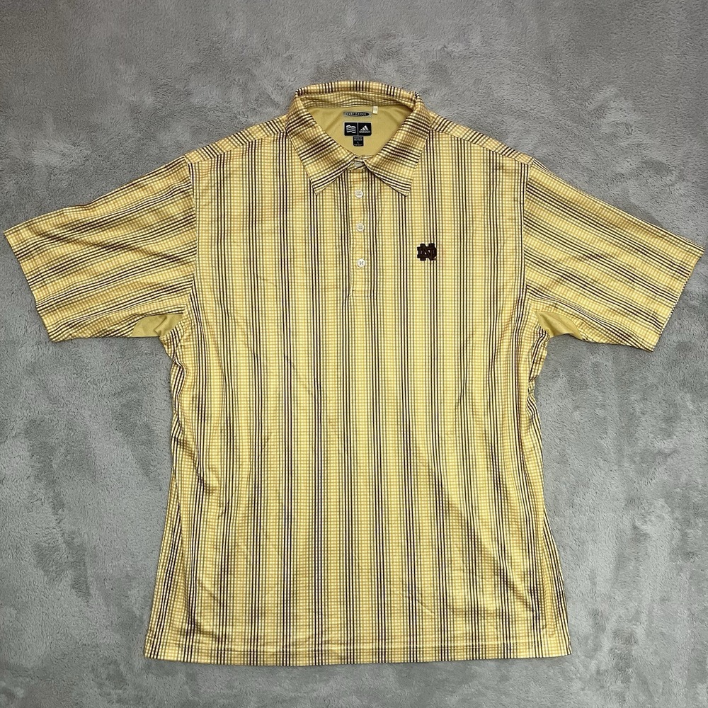 Notre Dame Fighting Irish Polo Shirt Mens Large Gold Adidas Climacool Athleisure